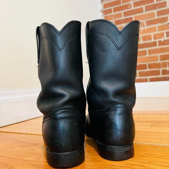 Vintage Frye Boots Western Cowboy Black Leather Roper Size 12 M US Mens - Picture 13 of 16